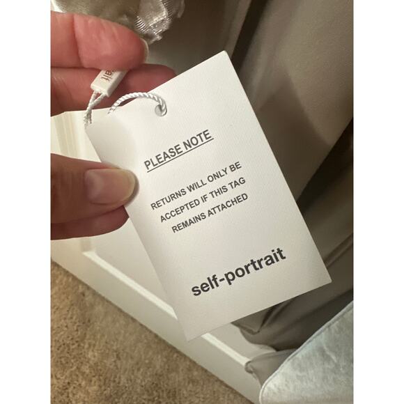 Self-Portrait NWT Champagne Velvet Devore Wrap Dress Size 2 Asymmetrical Hem - Picture 13 of 13